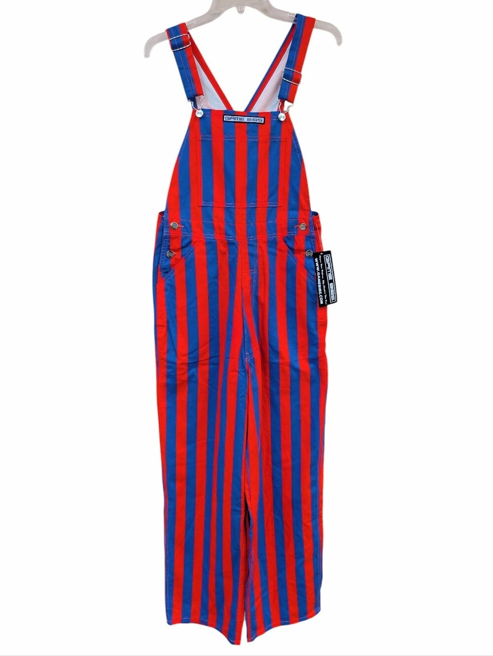 GAME BIBS Stripes Overalls Adult Royal Blue/Red Football NWT